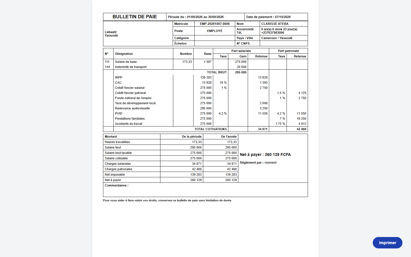 The payslip